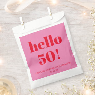 Fette moderne Ästhetik Rosa und Rot 50. Geburtstag Geschenktütchen