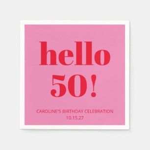 Fette moderne Ästhetik Rosa und Rot 50. Geburtstag Serviette