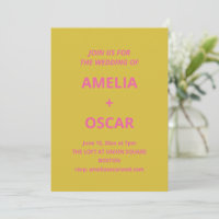 Fette moderne chartreuse-pink-gelbe Hochzeit