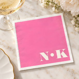 Fette moderne Monogramm-Initialen Heißrosa Hochzei Serviette