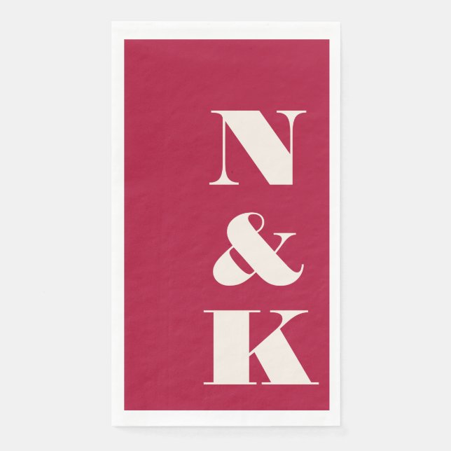 Fette moderne Monogramm-Initialen Hochzeit Rot Serviette (Vorderseite)