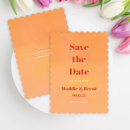 Fette moderne orange Sonnenuntergang-Aquarell-Hoch Save The Date
