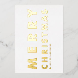 Fette moderne Typografie Frohe Weihnachten Folien Feiertagskarte