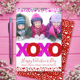 Fette moderne XOXO Valentinstag-Foto-Herzen Feiertagskarte