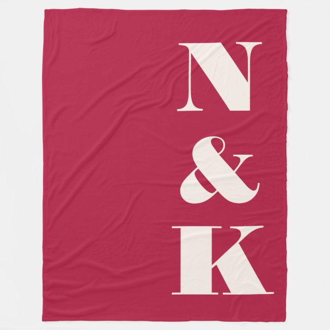 Fette Monogramm-Initialen Weihnachten Rot Frischve Fleecedecke (Vorderseite)