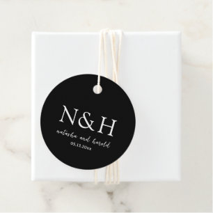 Fette Monogramm-Schwarze Moderne Hochzeit Geschenkanhänger