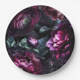 Fette Moody-Blume Schwarzer verzauberter Blumenzau Pappteller