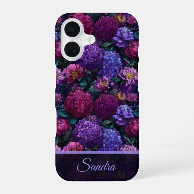 Fette Mutter Geschenk Hortensien Name iPhone 16 Hülle (Rückseite)