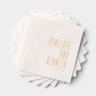 Fette Namen Retro Art Deco-Typografie Hochzeit Gol Servietten Mit Folie