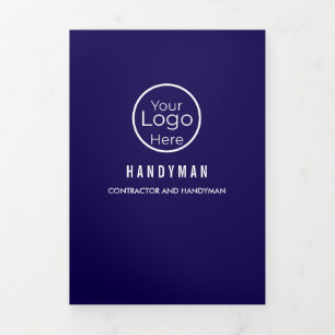Fette Navy Blau Professionelle Handwerker-Dienstle Dreifach Gefaltete Karte