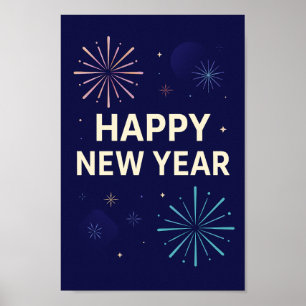Fette Navy-Gold-Feuerwerke zur Feier von 2026 Poster
