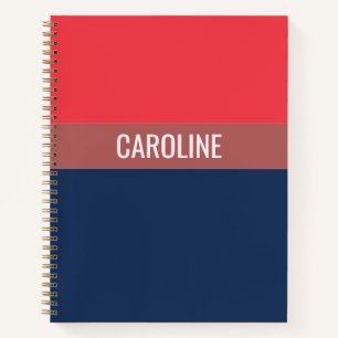 Fette navyblaue und rote Streifen Personalisiert Notizbuch