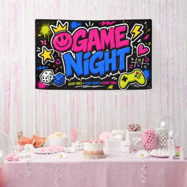 Fette Neon-Graffiti-Game-Night-Party-Flagge Banner (Party)