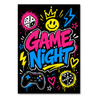 Fette Neon-Graffiti-Spielnacht-Tischnummer Tischnummer