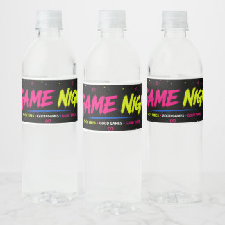 Fette Neon-Graffiti-Spielnacht-Wasserflaschenetike Wasserflaschenetikett