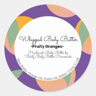 Fette Orange Body Butter Bad Branding Verpackung Runder Aufkleber