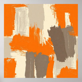Fette orange Kunsthandstrich-Abstraktion Poster