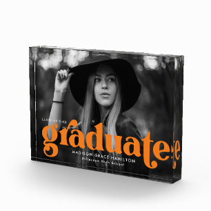 Fette orangene Typografie-Abschluss Fotoblock