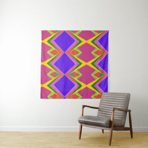 Fette Orchidee und goldene abstrakte retrogeometri Wandteppich