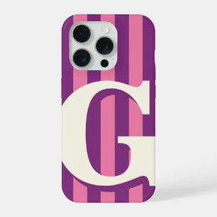 Fette personalisierte Initiale, lila und rosa Stre iPhone 15 Pro Hülle