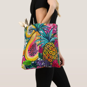 Fette Pop-Art-Papaya-Ananas-Tropenmuster 