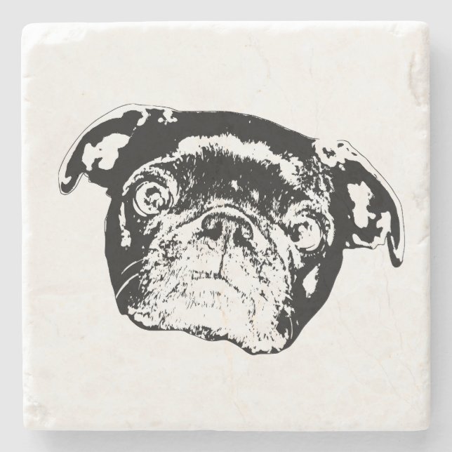 Fette Pug-Linien-Untersetzer Steinuntersetzer (Vorderseite)