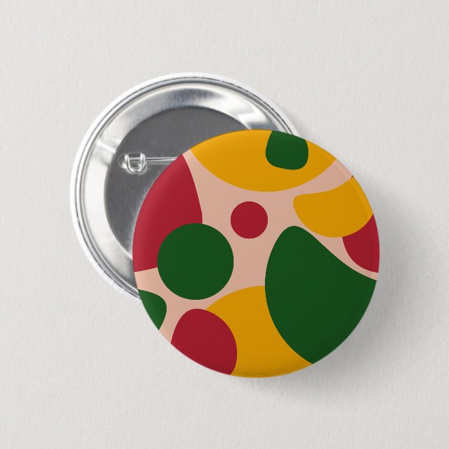 Fette Retro-Abstrakt-Formen-Muster  Button (Vorne & Hinten)