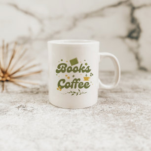 Fette Retro-Floral Bücher & Kaffee Bücherliebhaber Kaffeetasse