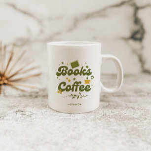 Fette Retro-Floral-Bücher- und Kaffee-Buchliebhabe Kaffeetasse