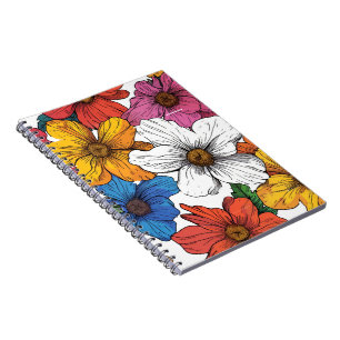 Fette Retro-Gänseblümchen Farbige Blumengestaltung Notizblock