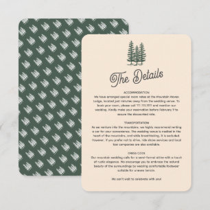 Fette Retro-Grüne-Bergwald-Hochzeit Begleitkarte