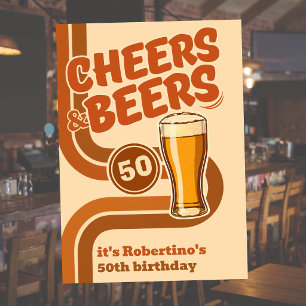 Fette Retro-Linie Prost & Bier 50. Geburtstag Einladung
