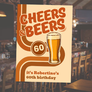 Fette Retro-Linie Prost & Bier 60. Geburtstag Einladung