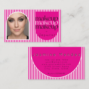 Fette Retro-Makeup-Artist-Pink-Weiße-Fotostreifen Visitenkarte