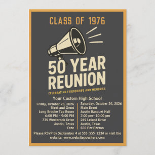 Fette Retro-Megaphon 50-Jahres-Hochschulabschlussf Einladung