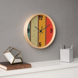 Fette Retro-Regenbogen-Streifen-Wanduhr Uhr