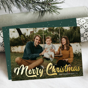 Fette Retro-Schrift Frohe Weihnachten 2 Foto Folien Feiertagskarte