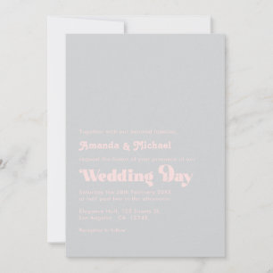 Fette Retro-Typografie Rosé und Graue Hochzeit Einladung