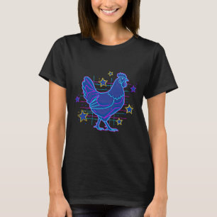 Fette Retro-Vaporwave-Blue-Pink-lustige-Meme-Henne T-Shirt