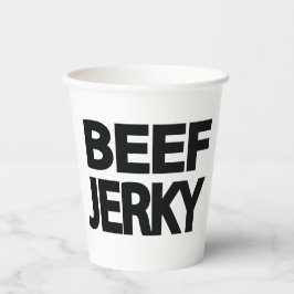 Fette Rindfleisch-Trockenfleisch-Typografie  Pappbecher