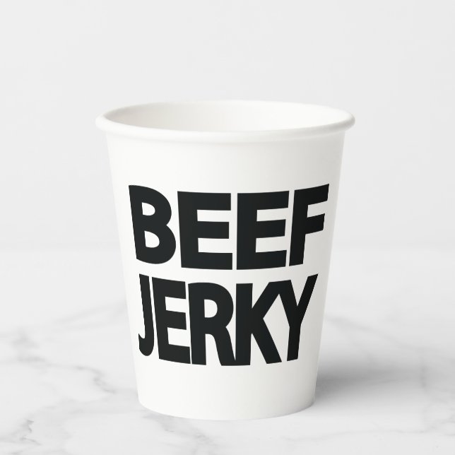 Fette Rindfleisch-Trockenfleisch-Typografie  Pappbecher (Vorderseite)