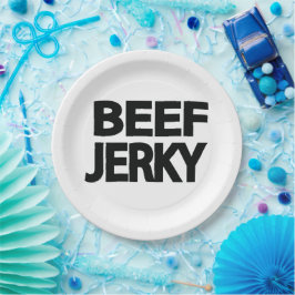 Fette Rindfleisch-Trockenfleisch-Typografie  Pappteller