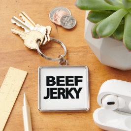 Fette Rindfleisch-Trockenfleisch-Typografie  Schlüsselanhänger