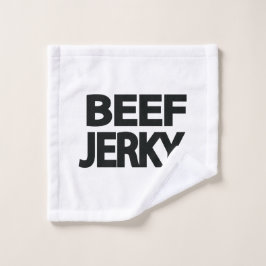 Fette Rindfleisch-Trockenfleisch-Typografie  Waschlappen