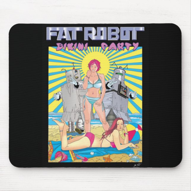 Fette Roboter-Bikini-Partyfilmplakat-Mausunterlage Mousepad (Vorne)