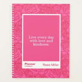Fette romantische rote und rosa Pfingstrosen-Block Planer
