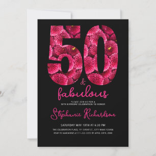 Fette rosa Blumenparty zum 50. und fantastischen G Einladung