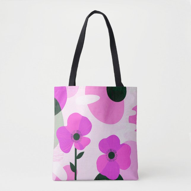 Fette rosa florale moderne Tote-Tasche (Vorderseite)