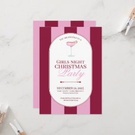 Fette rosa rote Streifen Mädchen Weihnachts-Einlad Einladung
