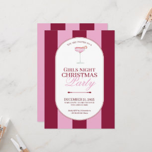 Fette rosa rote Streifen Mädchen Weihnachts-Einlad Einladung